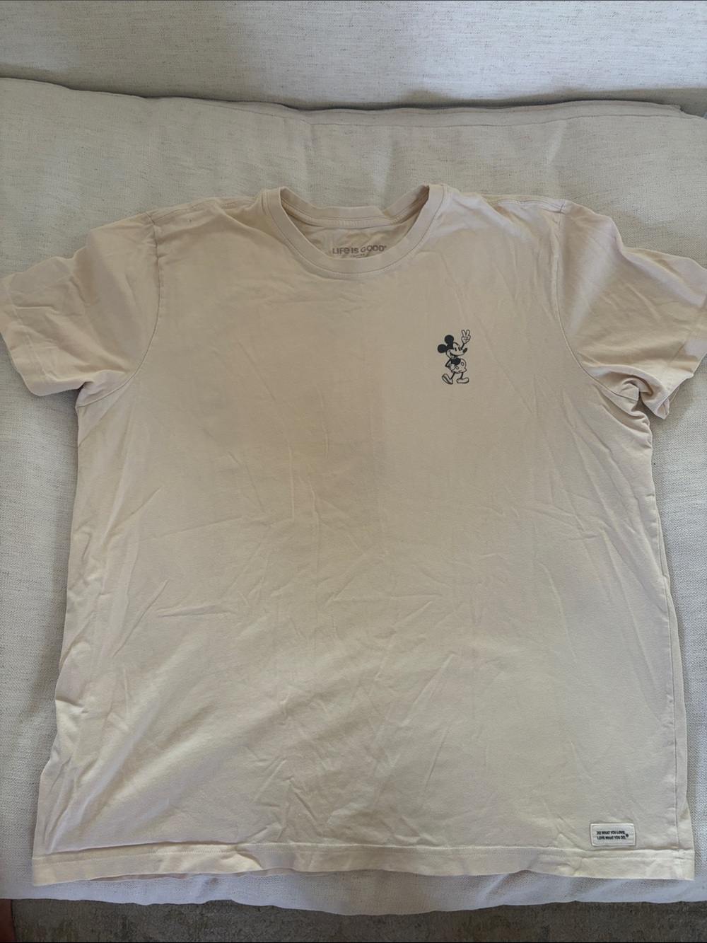 Men's Cream Graphic Tee with Small Mickey Icon